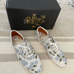 Keds Rifle Paper Co White and Blue Floral D’Orsay Sneaker Size 8.5 New In Box